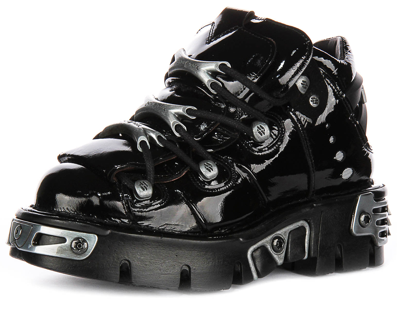 Newrock 106 Reactor In Black Patent | 90s Lace Up Platform