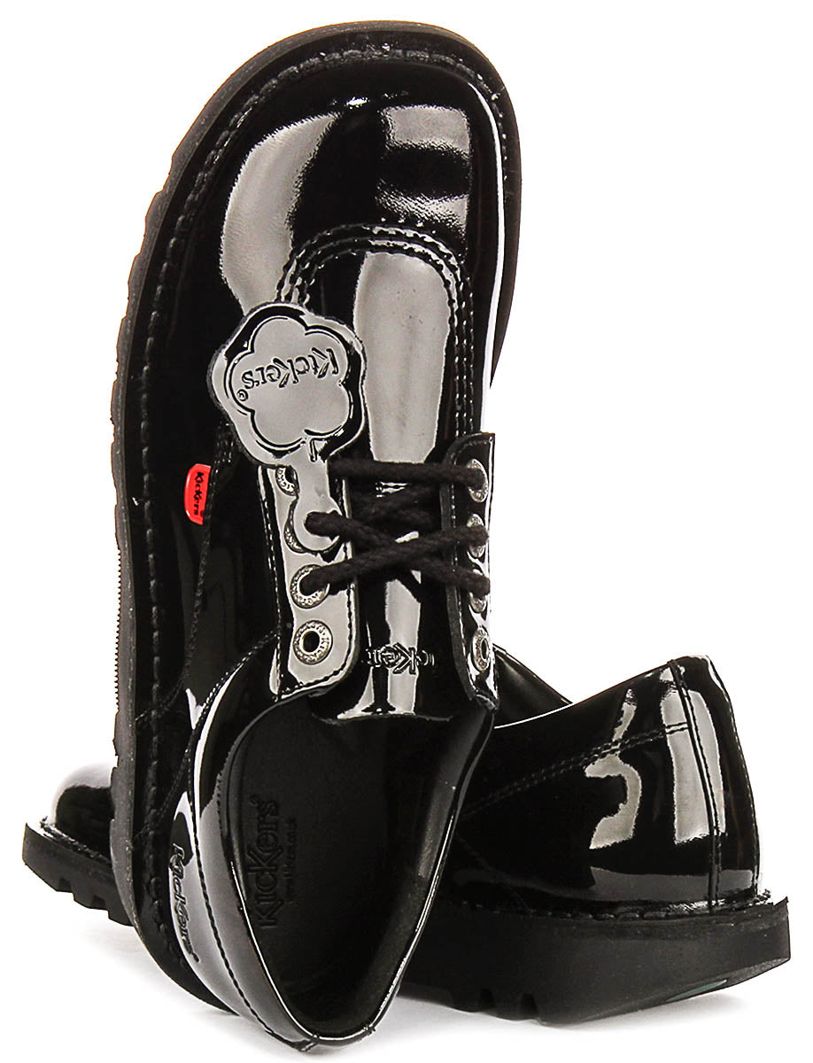 Kickers Kick Lo Core In Black Patent For Women