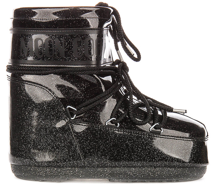 Moon Boot Icon Low Glitter In Black Patent For Women