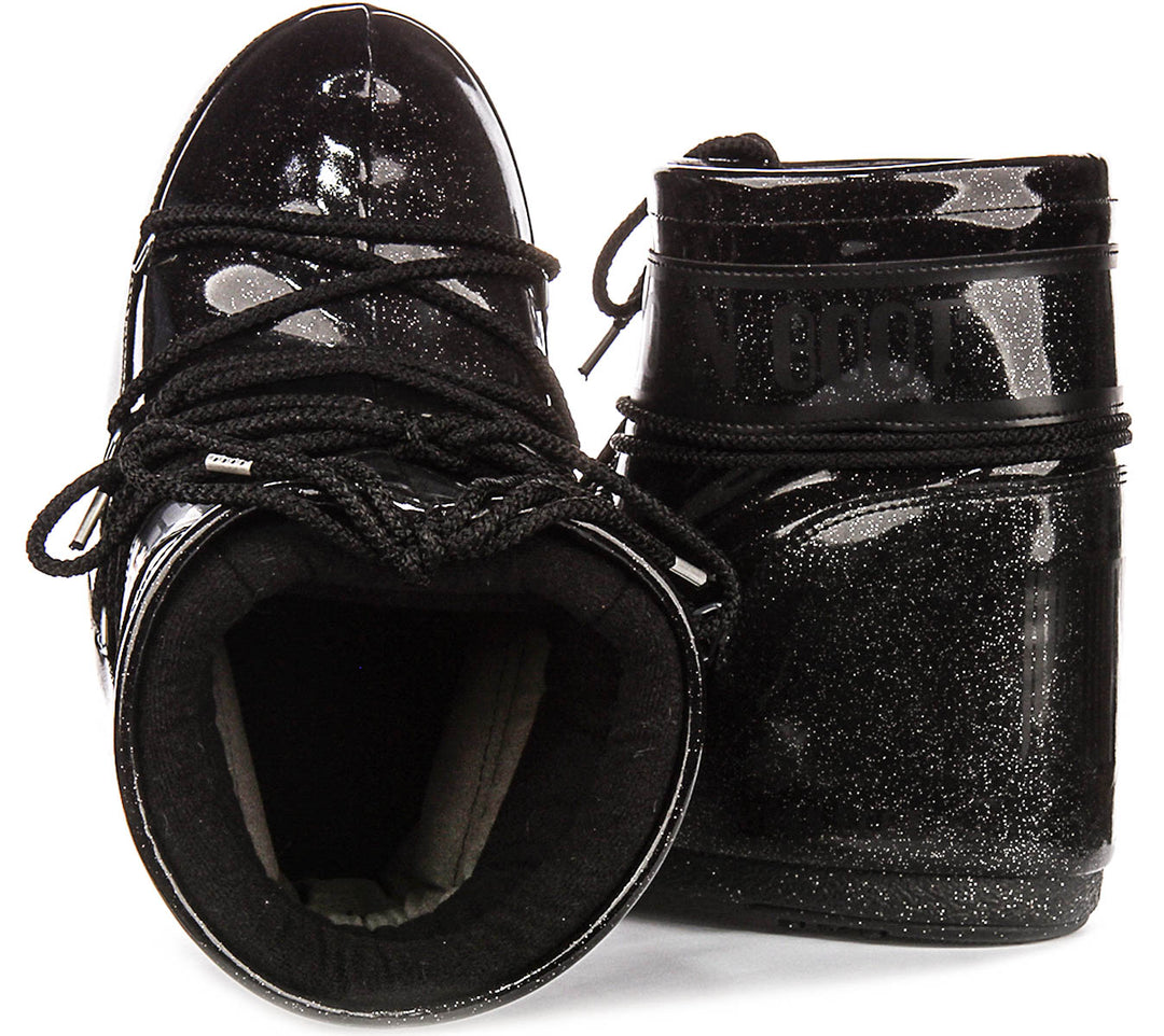 Moon Boot Icon Low Glitter In Black Patent For Women