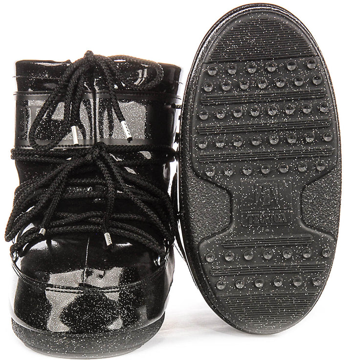 Moon Boot Icon Low Glitter In Black Patent For Women