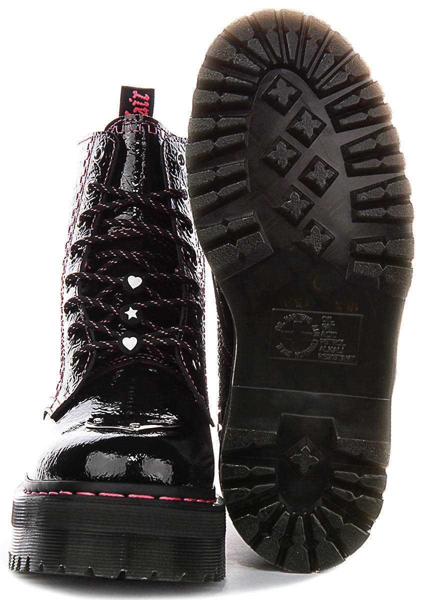 Dr Martens Jadon Toe Plate In Black Patent For Women