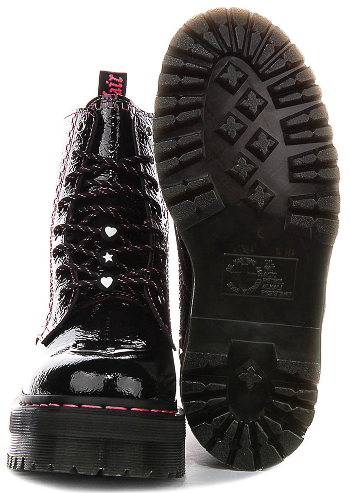 Dr Martens Jadon Toe Plate In Black Patent For Women