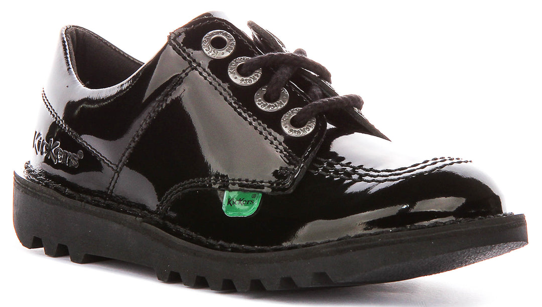 Kickers Kick Lo Core Pt In Black Patent For Youth