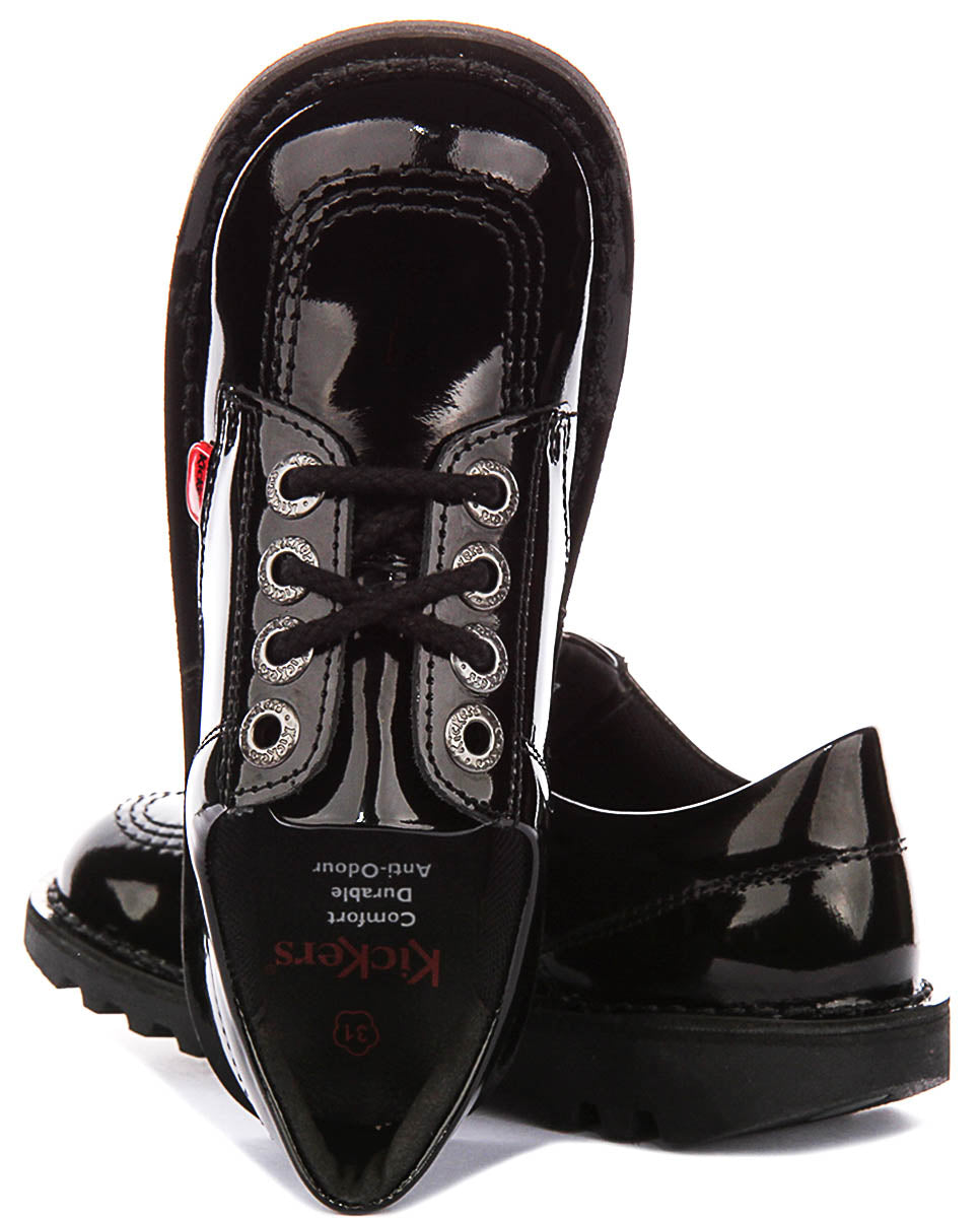 Kickers Kick Lo Core Pt In Black Patent For Youth