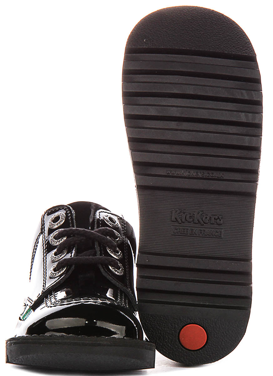 Kickers Kick Lo Core Pt In Black Patent For Youth