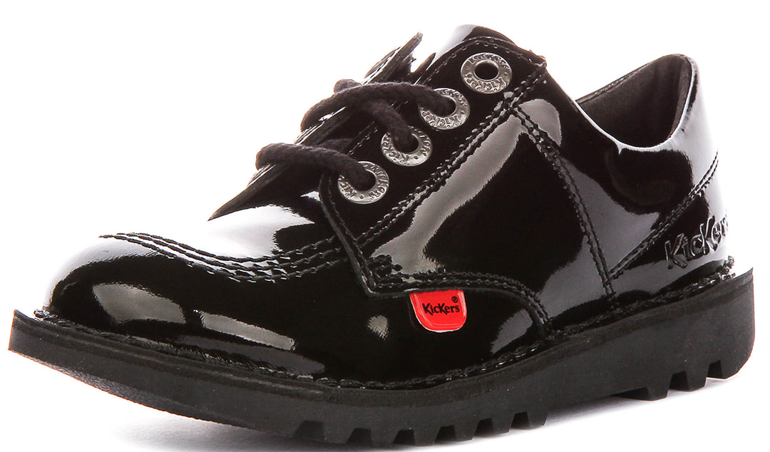 Kickers Kick Lo Core Pt In Black Patent For Youth