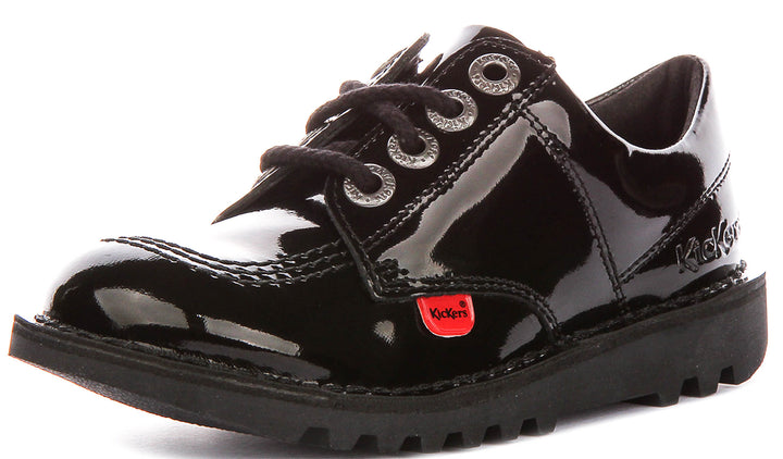 Kickers Kick Lo Core Pt In Black Patent For Youth