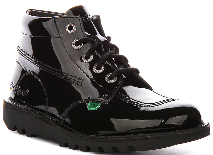 Kickers Kick Hi W Core In Black Patent For Women
