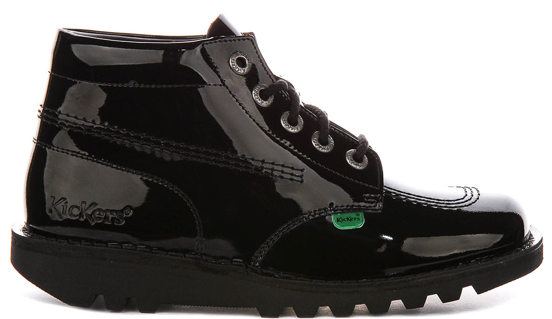 Kickers Kick Hi W Core In Black Patent For Women