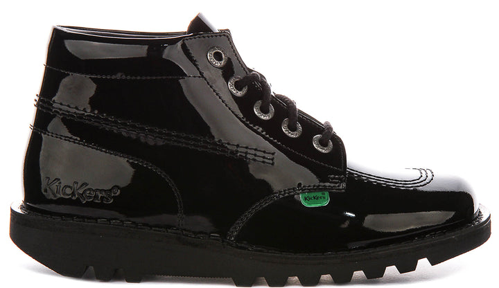 Kickers Kick Hi W Core In Black Patent For Women