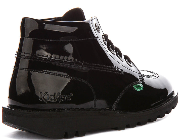 Kickers Kick Hi W Core In Black Patent For Women