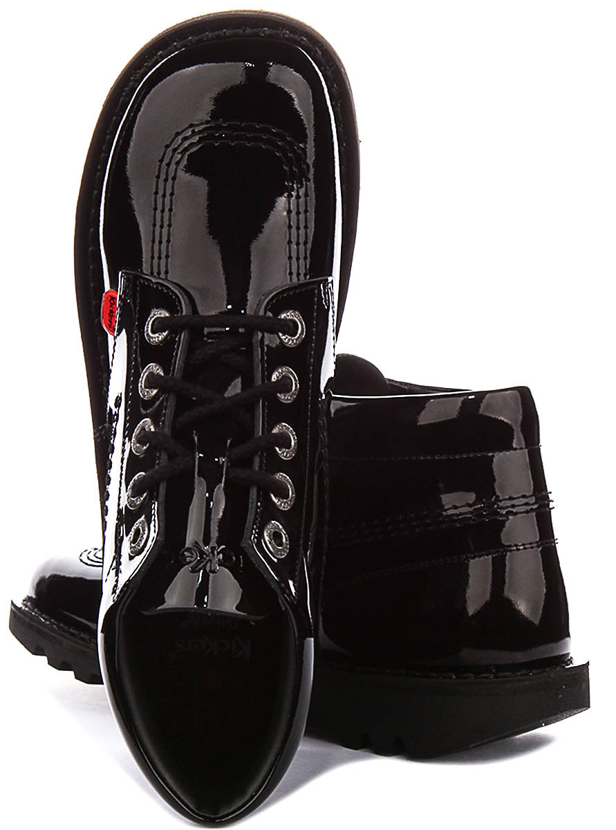 Kickers Kick Hi W Core In Black Patent For Women