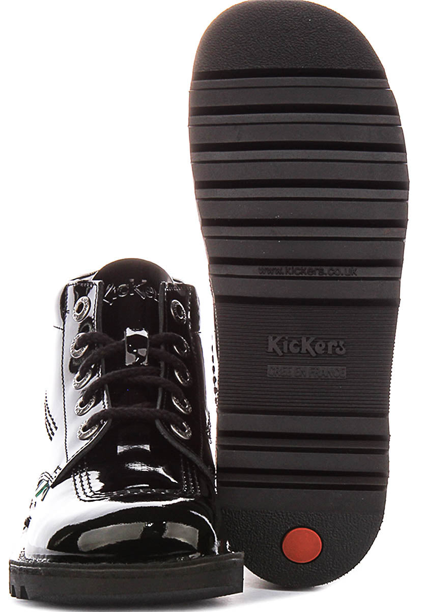Kickers Kick Hi W Core In Black Patent For Women