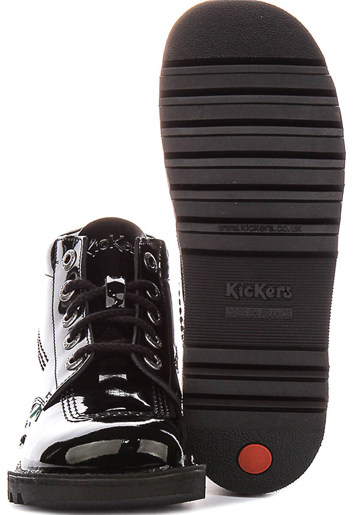 Kickers Kick Hi W Core In Black Patent For Women