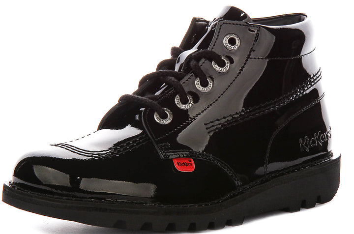 Kickers Kick Hi W Core In Black Patent For Women