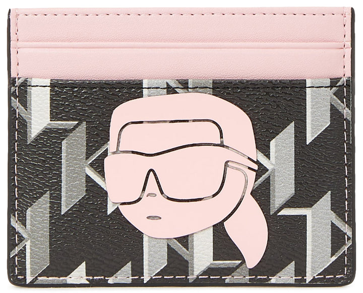 Karl Lagerfeld K Ikonik 2.0 CC Tarjetero sintético bifold para mujer en negro rosa