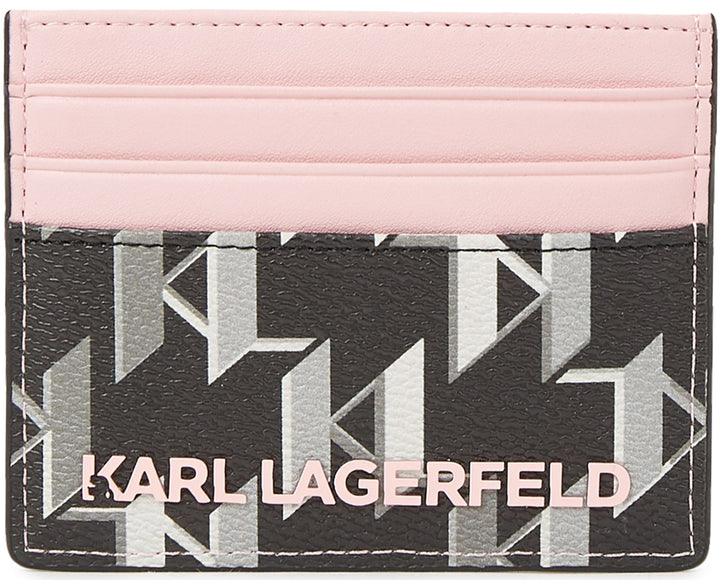 Karl Lagerfeld K Ikonik 2.0 Card Holder In Black Pink