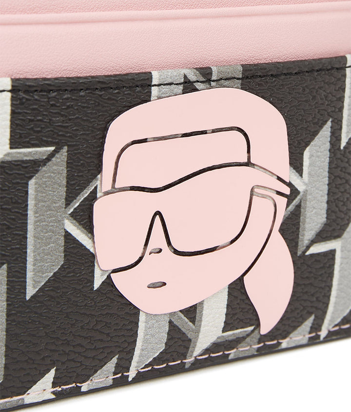 Karl Lagerfeld K Ikonik 2.0 CC Porte cartes bifold en synthétique pour femmes en noir rose