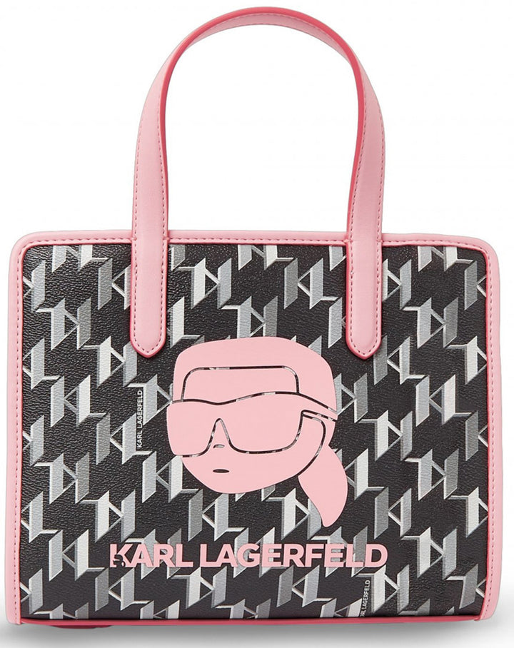 Karl Lagerfeld K Ikonik 2.0 Bolso de mano con monograma para mujer en negro rosa