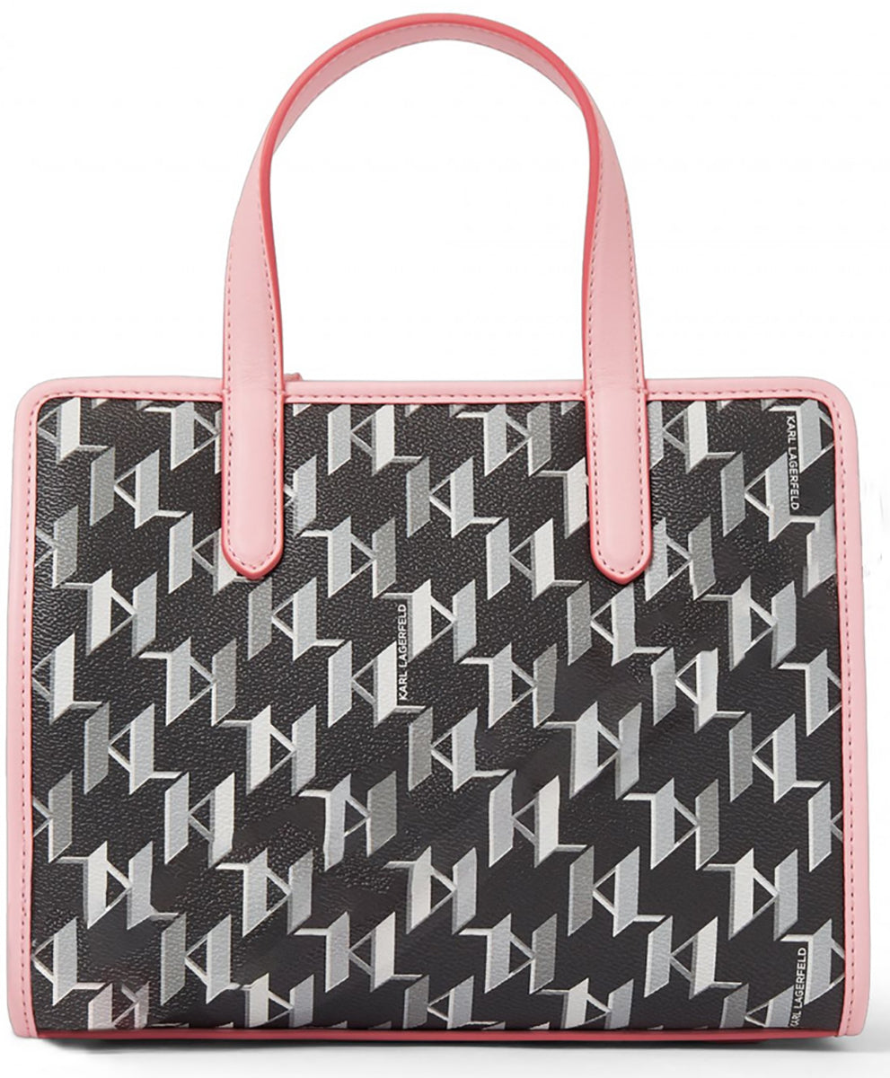 Karl Lagerfeld K Ikonik 2.0 Bolso de mano con monograma para mujer en negro rosa