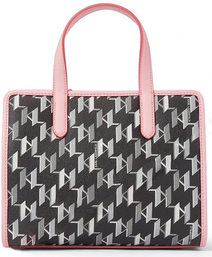 Karl Lagerfeld K Ikonik 2.0 Bolso de mano con monograma para mujer en negro rosa