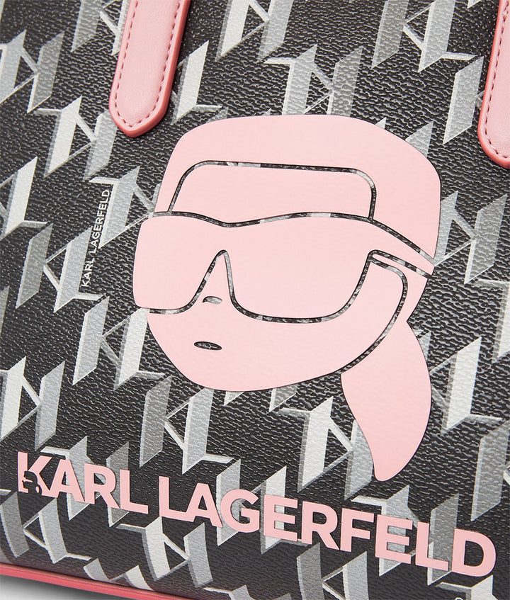 Karl Lagerfeld K Ikonik 2.0 Bolso de mano con monograma para mujer en negro rosa