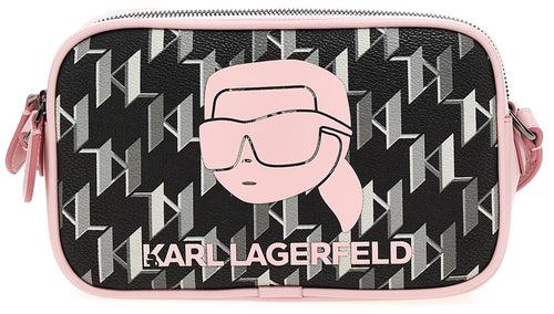 Karl Lagerfeld K Ikonik 2.0 Bolso monograma para cámara para mujer en negro rosa