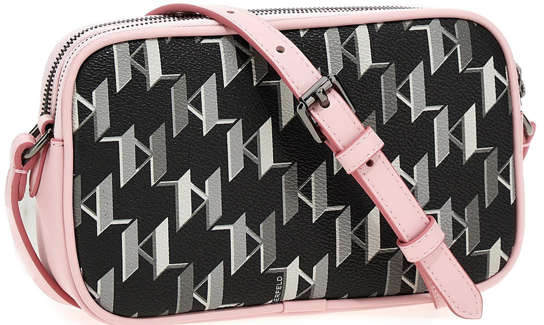 Karl Lagerfeld K Ikonik 2.0 Borsa fotografica monogramma da donna in nero rosa