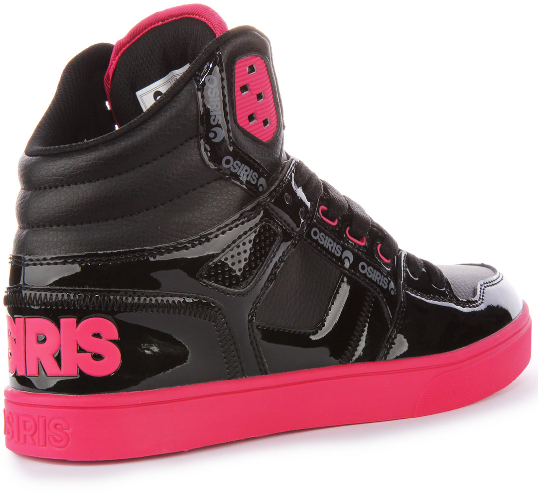 Osiris Chaussures de sport synthétiques pour hommes, construction de semelle moulée en EVA, semelle FLX VLK, en noir et rose