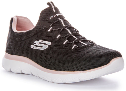 Sneakers vegan stretch lace Artistry Chic Skechers in nero rosa