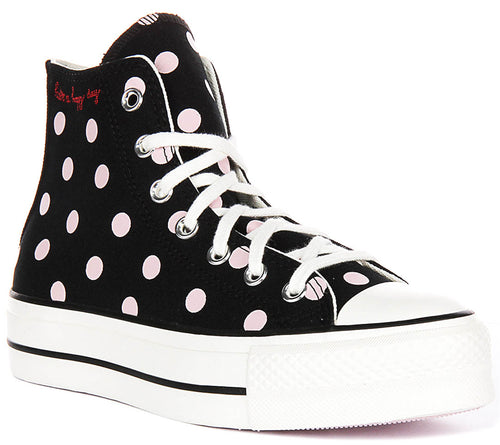 Converse All Star Polka Dot Lift A10688C In Black Pink for Women