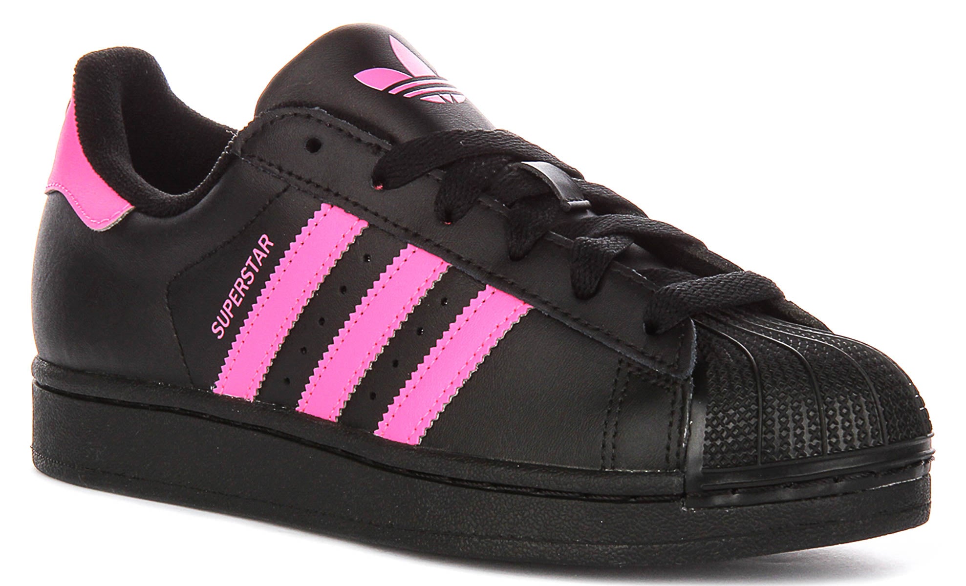 Adidas Superstar II J In Black Pink For Youth | Lace up Trainers
