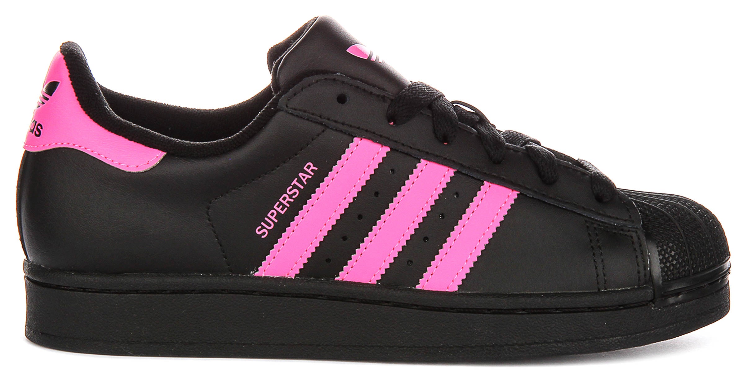  SUPERSTAR ブラック×ピンク Adidas Superstar II J In Black Pink For Youth | Lace up Trainers