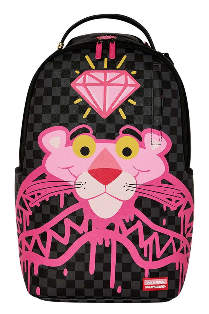 Sprayground Pink Panther Diamond Shark Backpack In Black Pink