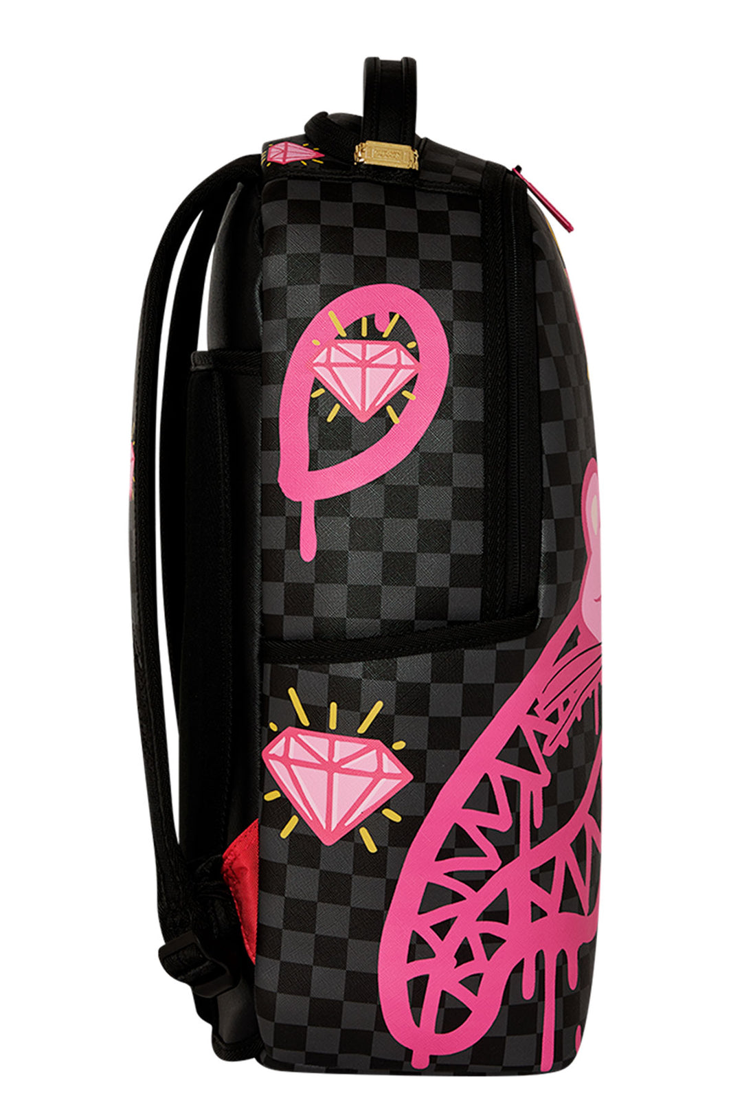 Sprayground Pink Panther Diamond Shark Backpack In Black Pink