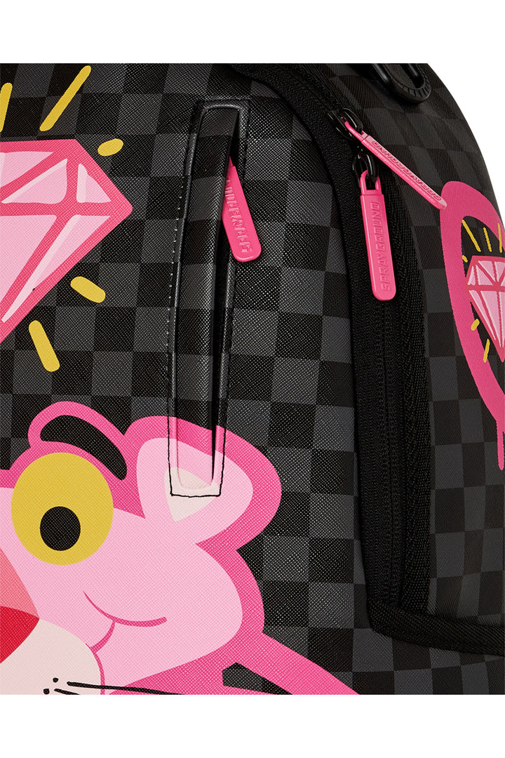 Sprayground Pink Panther Diamond Shark Backpack In Black Pink