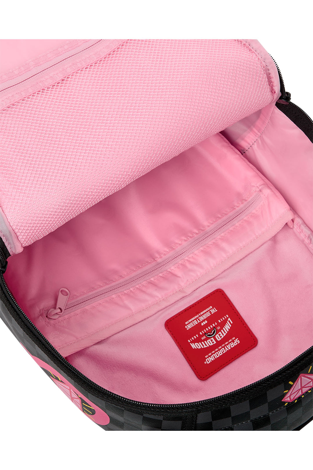 Sprayground Pink Panther Diamond Shark Backpack In Black Pink