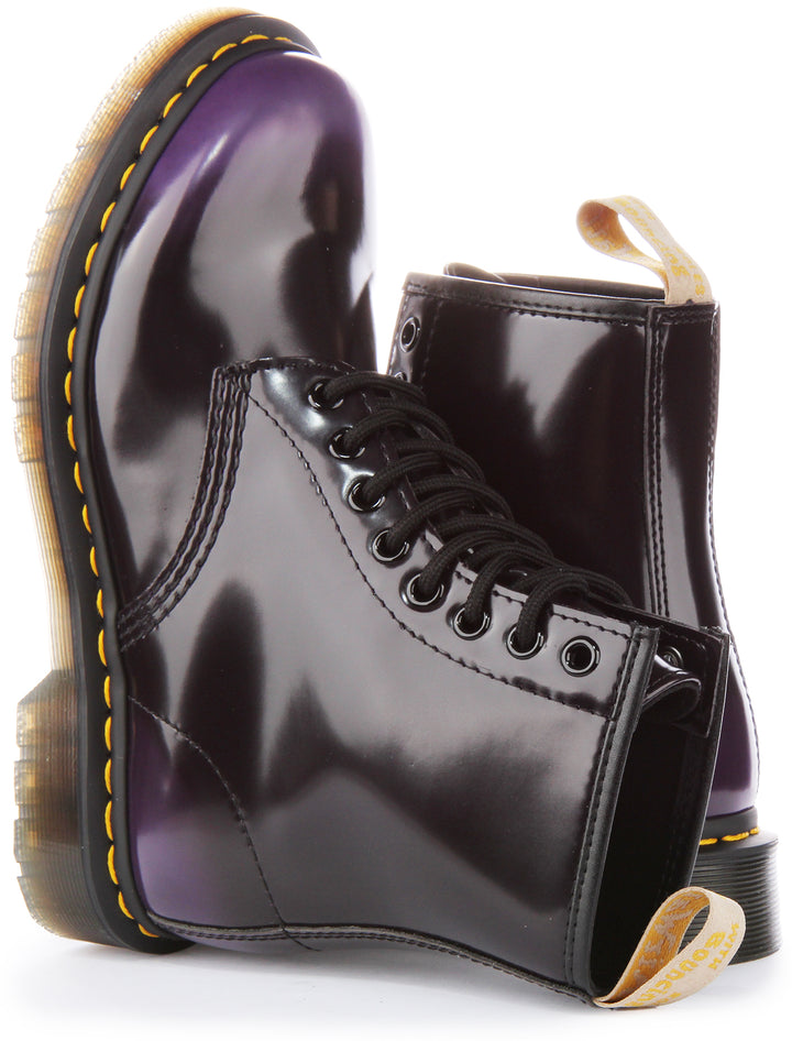 Dr. Martens 1460 Vegan Oxford Rub Off Cord Laces GLS Ankle Boots En Noir Violet