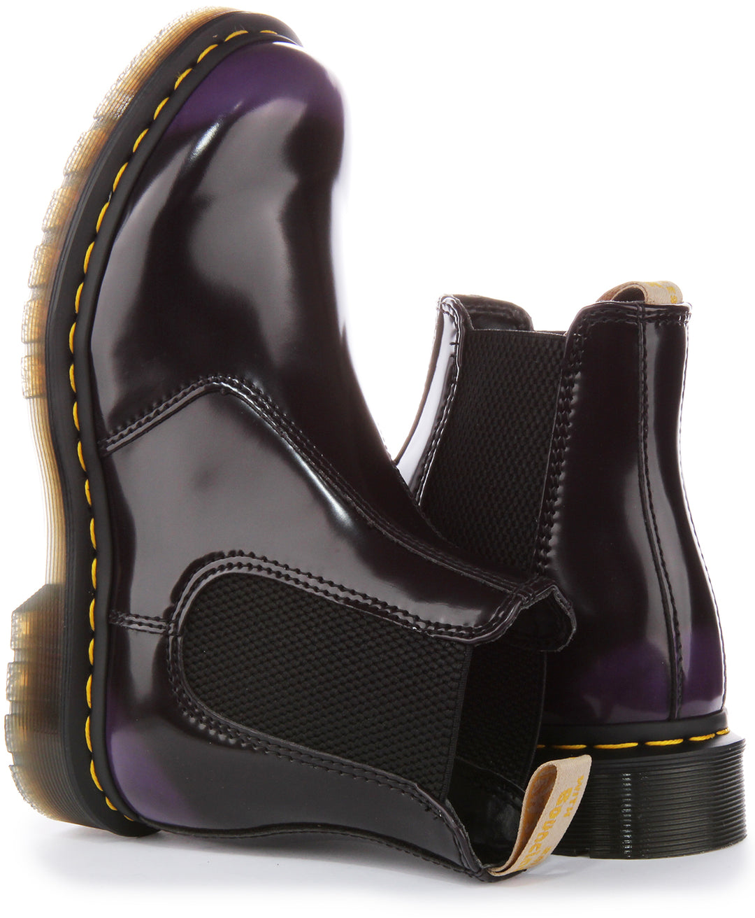Dr. Martens Vegan 2976 Oxford Rub Off Cord Laces GLS Ankle Boots En Noir Violet