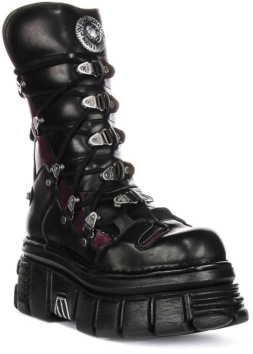 Newrock 203 Tower In Black Purple Boots