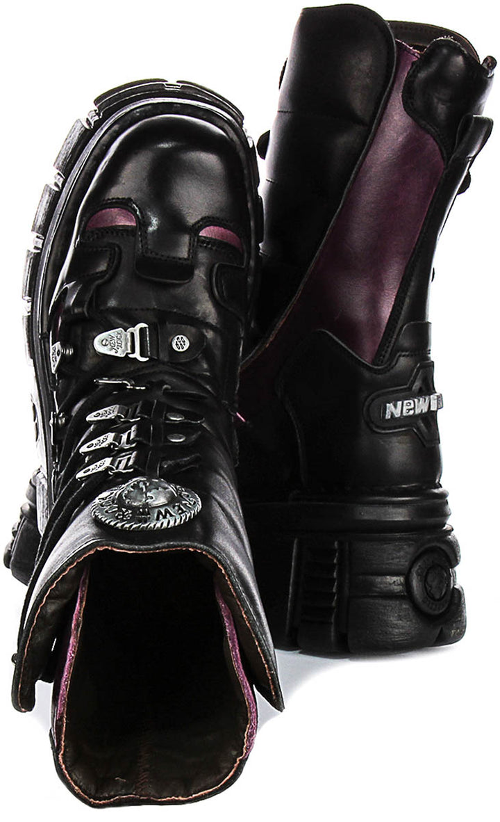 Newrock 203 Tower In Black Purple Boots