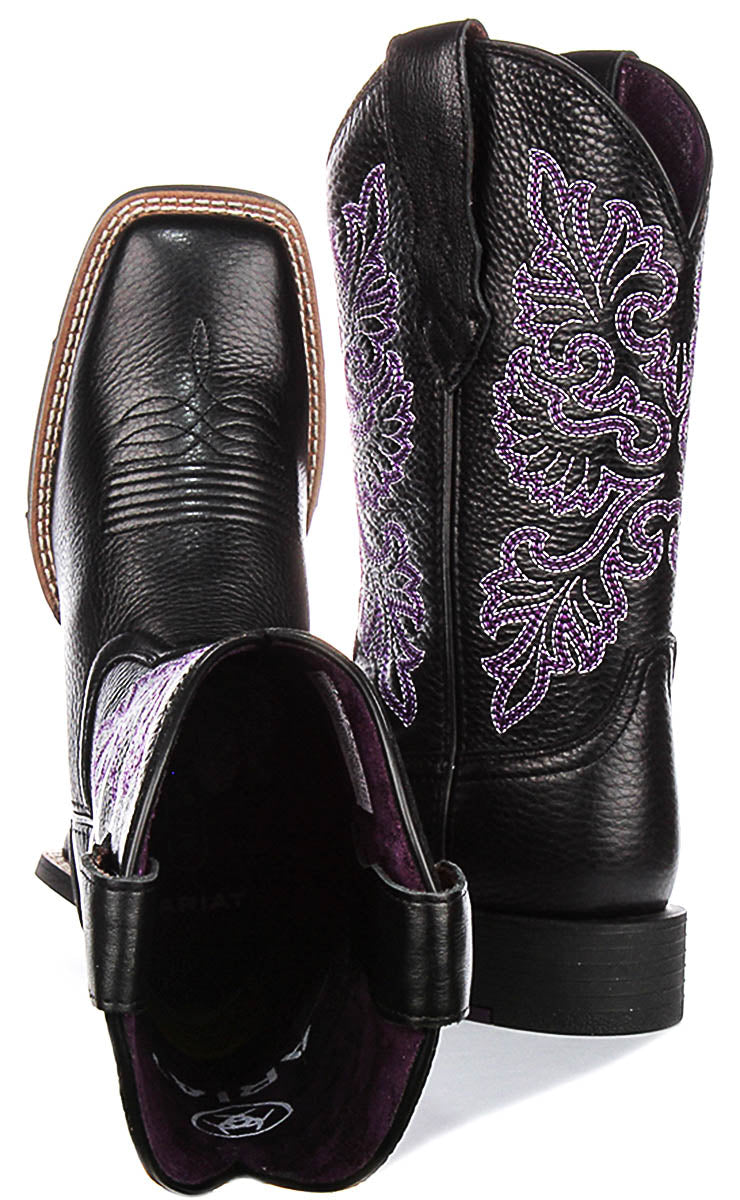 Ariat Round Up Stretc In Black Purple For Women