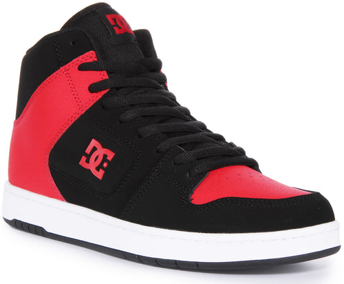 DC Shoes Manteca 4 Hi Baskets à lacets en cuir pour hommes en noir rouge