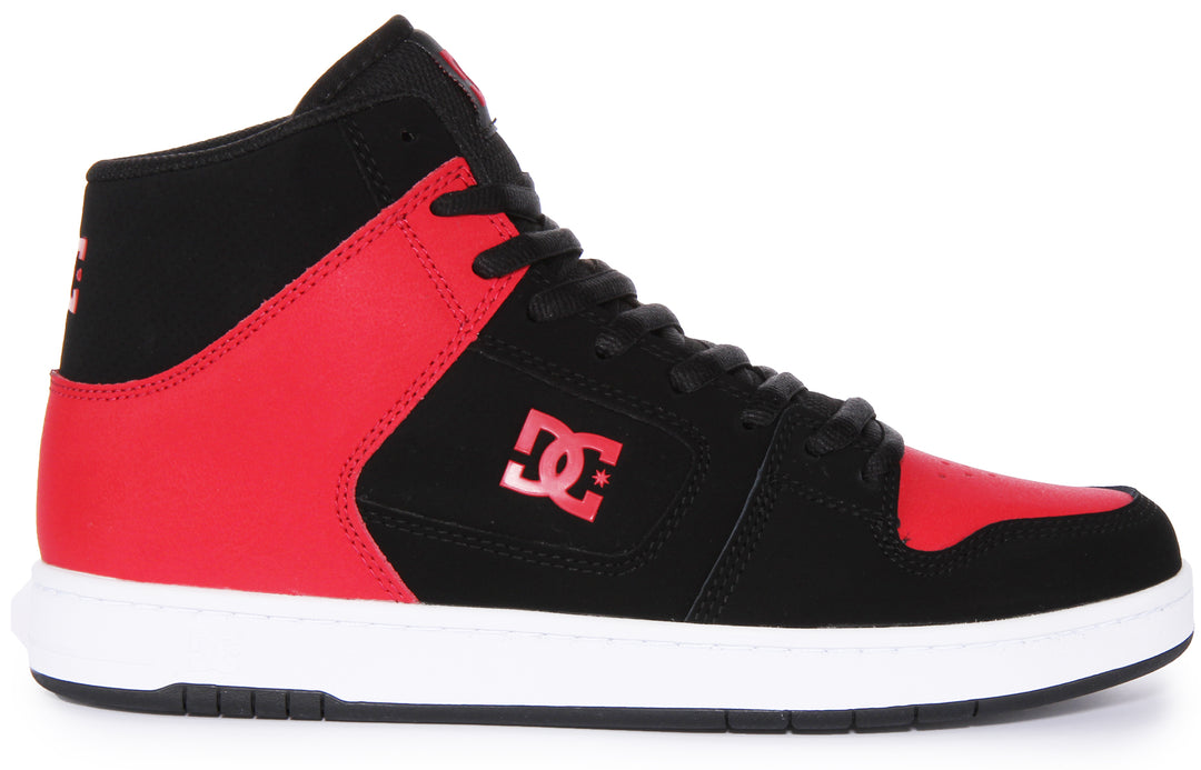 DC Shoes Manteca 4 Hi Zapatillas con cordones de piel para hombre en negro rojo