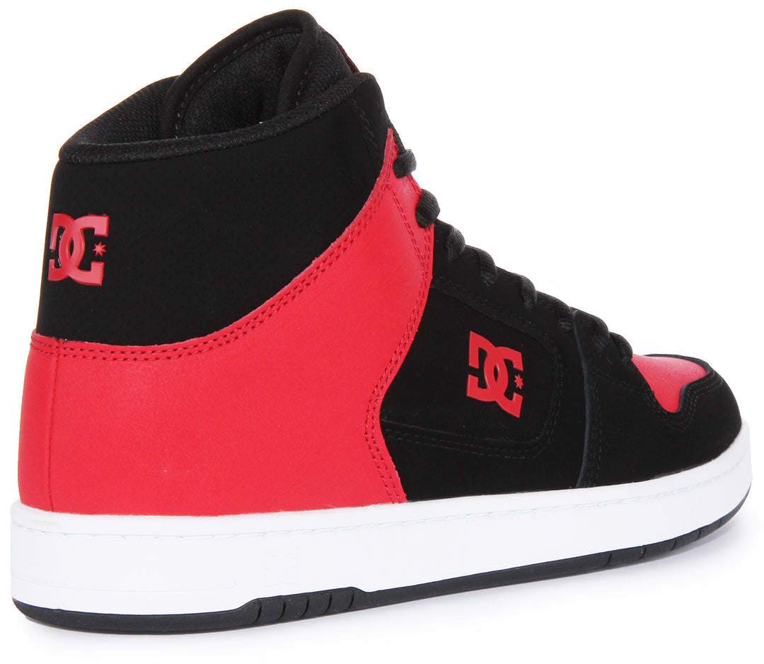 DC Shoes Manteca 4 Hi Herren Schnürung Leder Turnschuhe Schwarz Rot