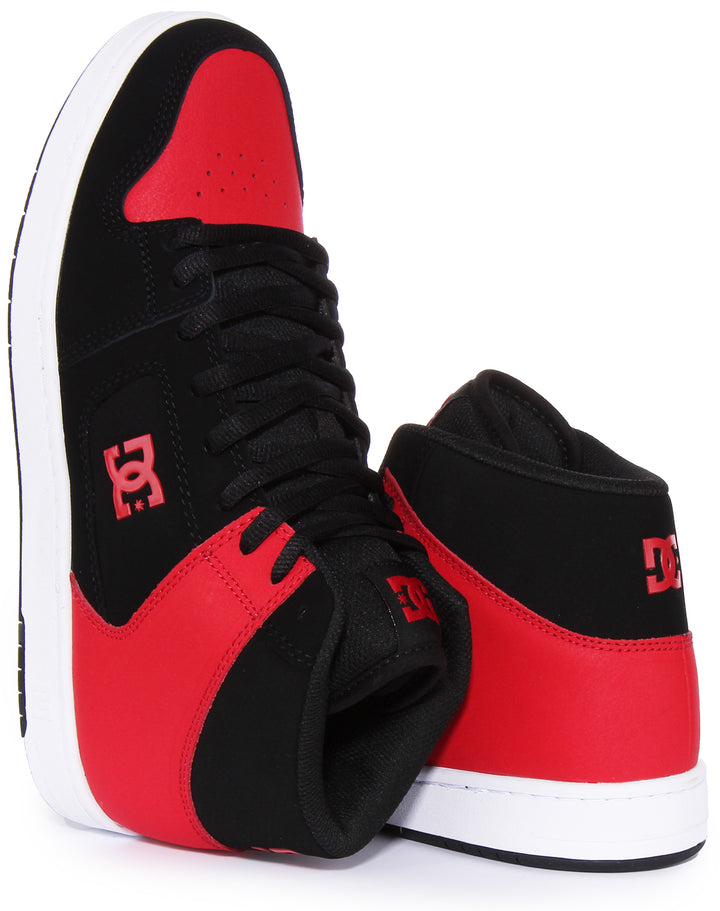 DC Shoes Manteca 4 Hi Herren Schnürung Leder Turnschuhe Schwarz Rot