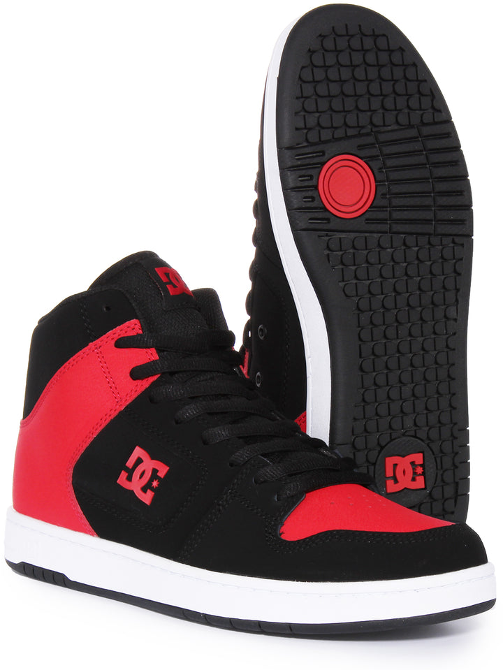 DC Shoes Manteca 4 Hi Scarpe da ginnastica allacciate in pelle da uomo in nero rosso