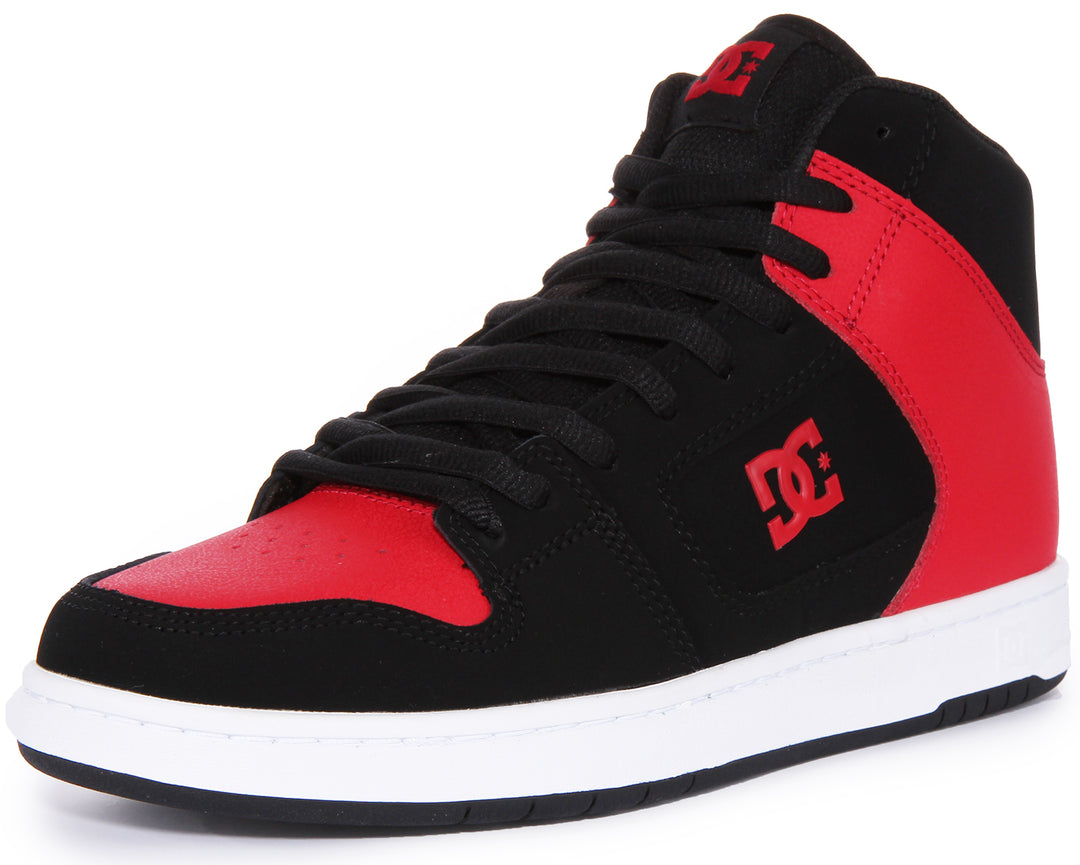 DC Shoes Manteca 4 Hi Herren Schnürung Leder Turnschuhe Schwarz Rot