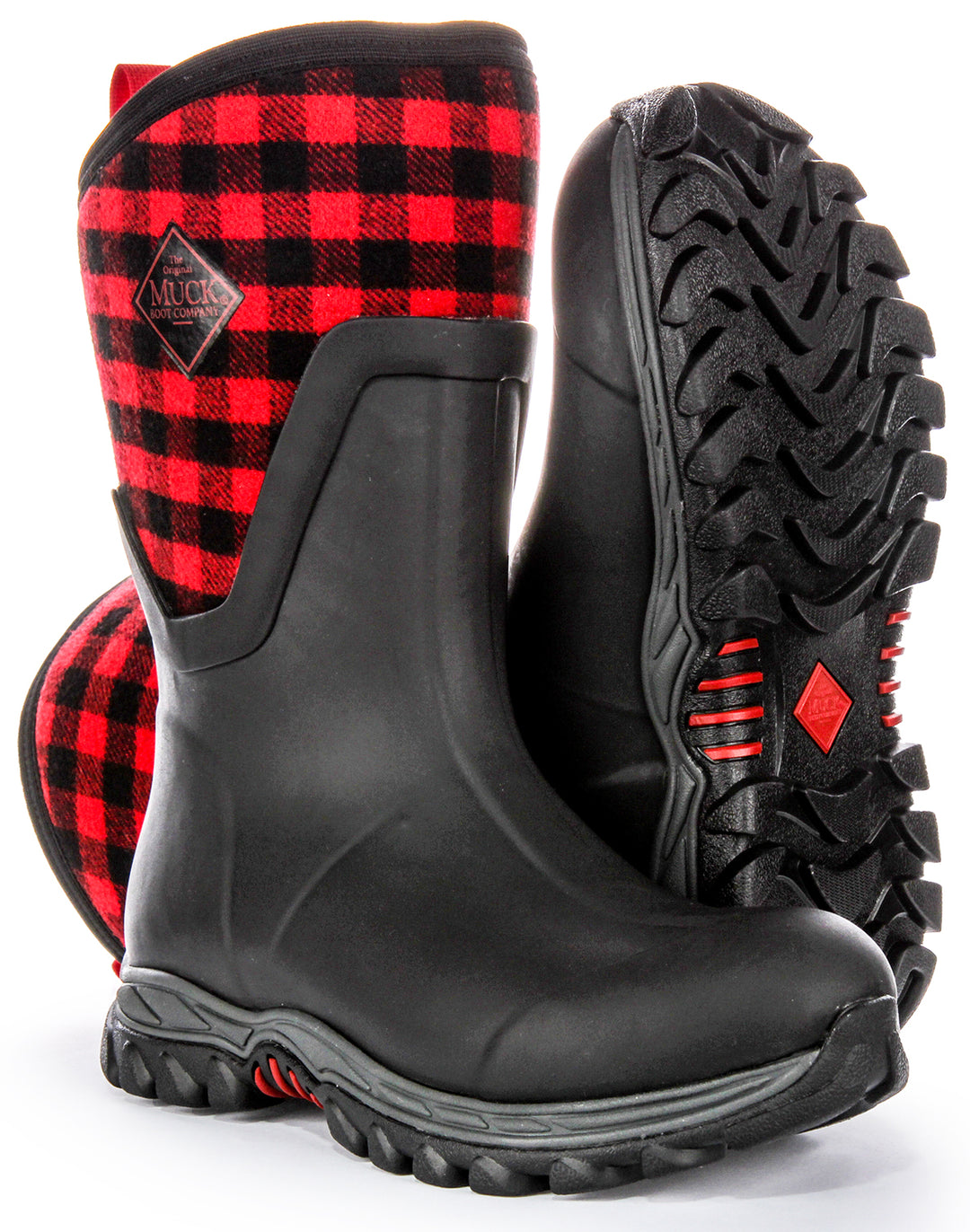 Muck Boots Schnee Gummistiefel Muck Arctic Sport II Mid In Schwarz Rot Für Damen